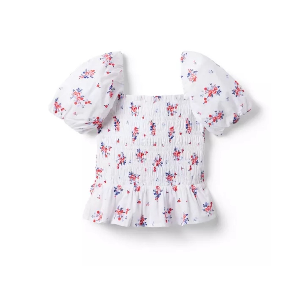Janie and Jack Floral Kids Matching Set - Cream, Red and Blue